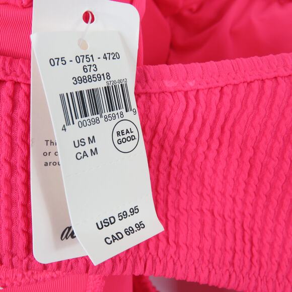 Aerie Crinkle Cut Out One Shoulder One Piece Swimsuit Hot Pink Medium - Picture 7 of 8